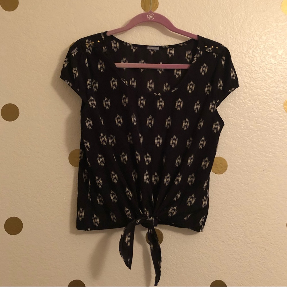 Charlotte Russe Black crop top with gold studs XL